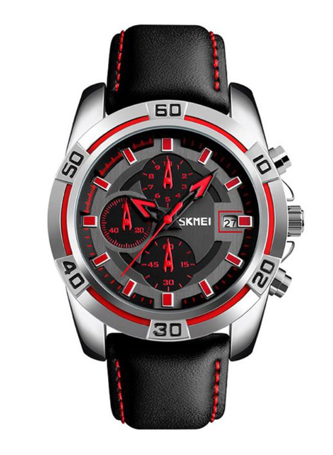 Men's Leather Chronograph Watch 9156 - 47 mm - Black - Image 1