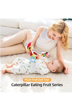 SYOSI Baby Plush Fruit Doll Toys, Baby Education Toys Caterpillars Eat Fruit Avocado Toys Bed Hanging Baby's Comfort Toy Ringing Bed Bell For Gift for Infant boy & Girl 3 Months+(Apple)  - Image 2