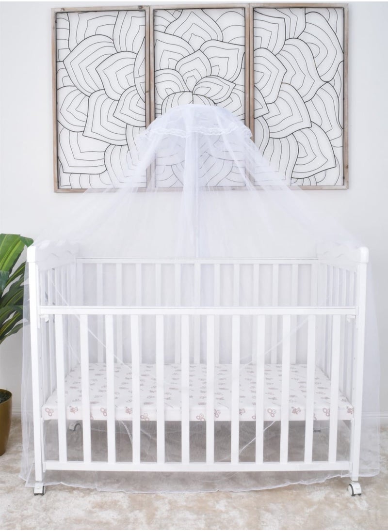Star Kids - Wooden bed with mosquito net, base can be adjusted to desired height - Image 1