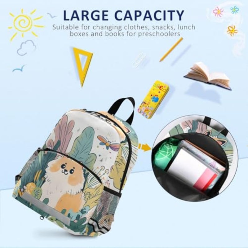 Cute Dog Toddler Backpack 3-6 Years Mini Daypack with Reflective Strips Leash Backpack for School Travel Outdoor - Image 5
