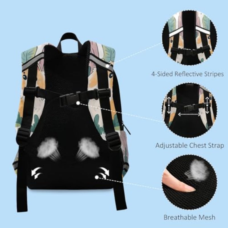 Cute Dog Toddler Backpack 3-6 Years Mini Daypack with Reflective Strips Leash Backpack for School Travel Outdoor - Image 4