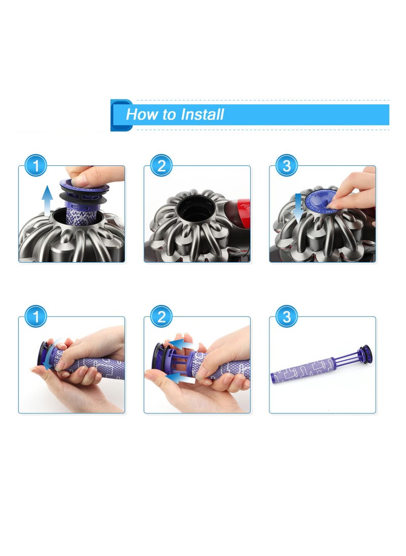 Excefore Filter Replacements for Dyson Animal V6 V7 V8 DC58 DC59 Absolute Motorhead Total Clean Cordless Vacuum Cleaner, 4 Pack Pre Filters  - Image 4