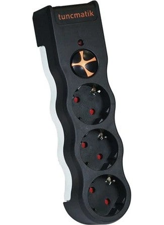 Tuncmatik Current Protection Socket 3-way Black 1.5 Meters