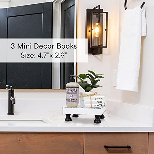 KIBAGA Farmhouse Bathroom Decor - Funny Rustic Wooden Mini Books for Your Restroom Shelf - The Perfect Small Decorative Accent for The Guest Bathroom, White - Image 2
