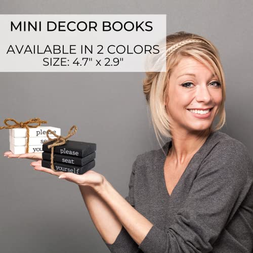 KIBAGA Farmhouse Bathroom Decor - Funny Rustic Wooden Mini Books for Your Restroom Shelf - The Perfect Small Decorative Accent for The Guest Bathroom, White - Image 3
