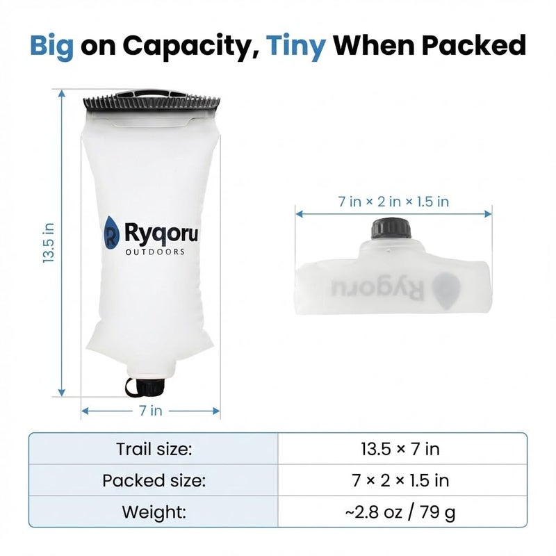 Ryqoru 2L Collapsible Water Bag, 28mm Thread TPU Hydration Canteen Compatible with Sawyer Squeeze, BPA Free Leakâ€‘Resistant Water Bladder for Camping and Hiking - Image 4