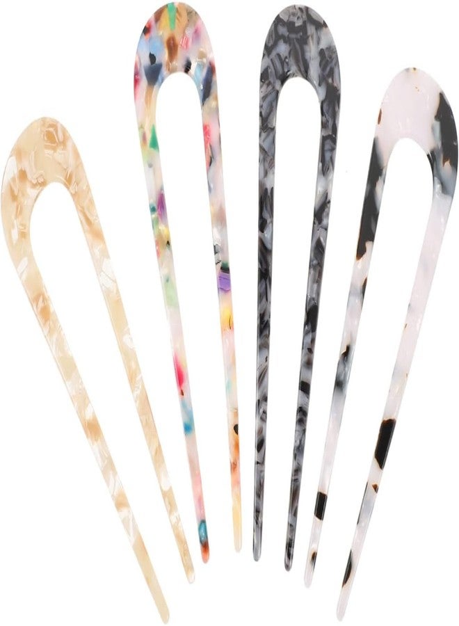 ECLATE ACCESSORIES 4 Hair Pins Sticks, U-Shaped Straight Chopsticks Hairpin Hair Styling Accessories, Vintage Hair Pin Fork Hair Clips, for Girls Women - Image 2