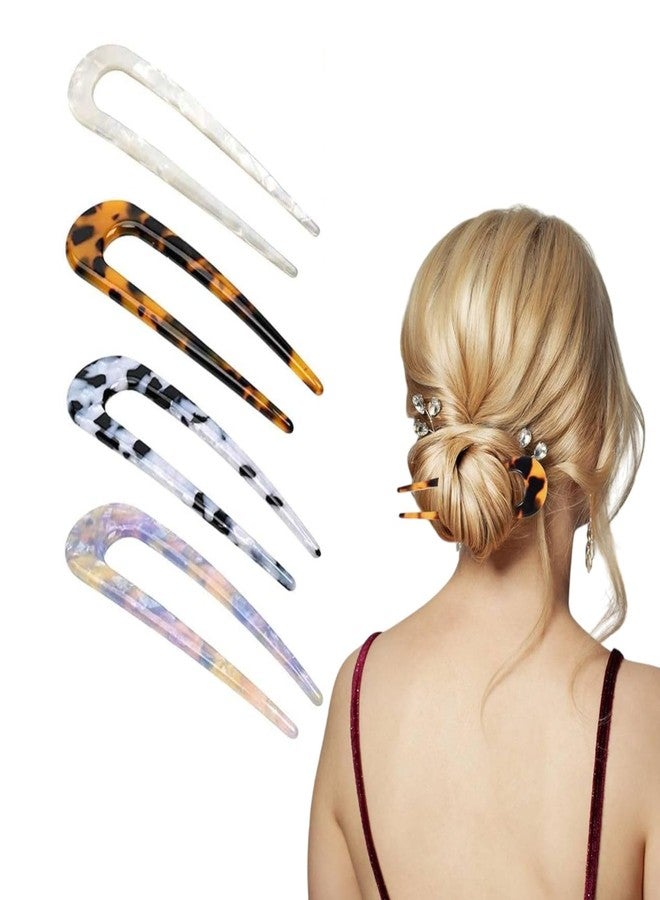 ECLATE ACCESSORIES 4 Hair Pins Sticks, U-Shaped Straight Chopsticks Hairpin Hair Styling Accessories, Vintage Hair Pin Fork Hair Clips, for Girls Women - Image 1