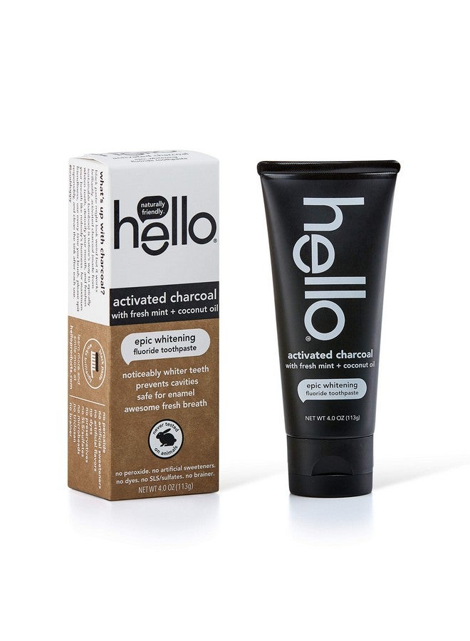 Hello Oral Care Activated Charcoal Fluoride Whitening Toothpaste Vegan & Sls Free 4 Ounce (Pack Of 1) - Image 2