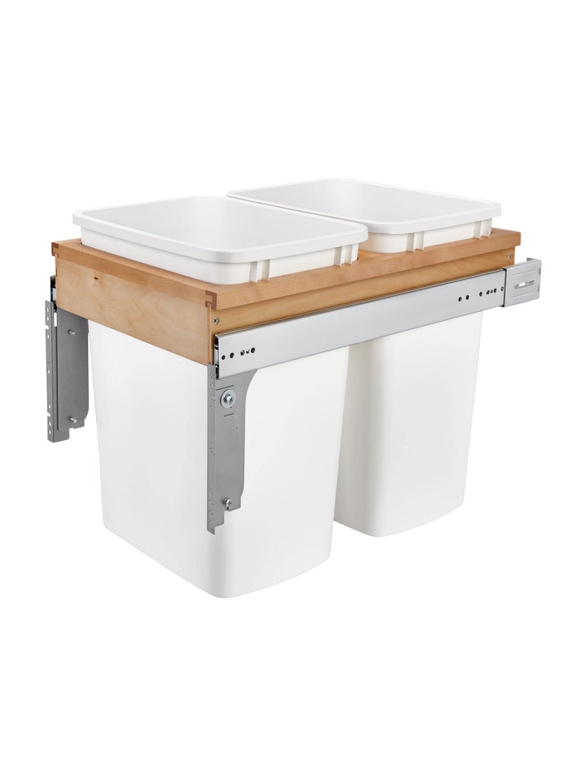 Rev-A-Shelf RevAShelf Wood Top Mount Pullout Double Trash Canss Waste Containers 35Quart Garbage Bins with 135 lb Capacity 4WCTM18DM2175 