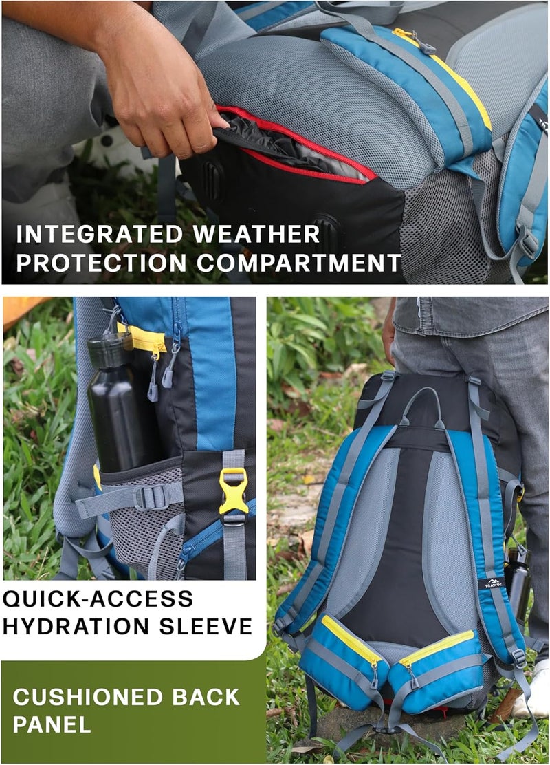 Trawoc INVICTUS 60L Travel Backpack Hiking Trekking Bag Camping Rucksack for Men & Women with Rain Cover/Shoe Compartment - Image 3