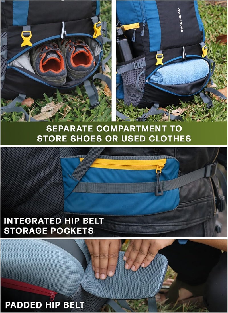 Trawoc INVICTUS 60L Travel Backpack Hiking Trekking Bag Camping Rucksack for Men & Women with Rain Cover/Shoe Compartment - Image 4