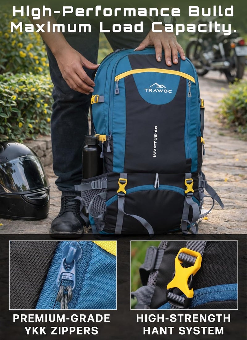 Trawoc INVICTUS 60L Travel Backpack Hiking Trekking Bag Camping Rucksack for Men & Women with Rain Cover/Shoe Compartment - Image 2