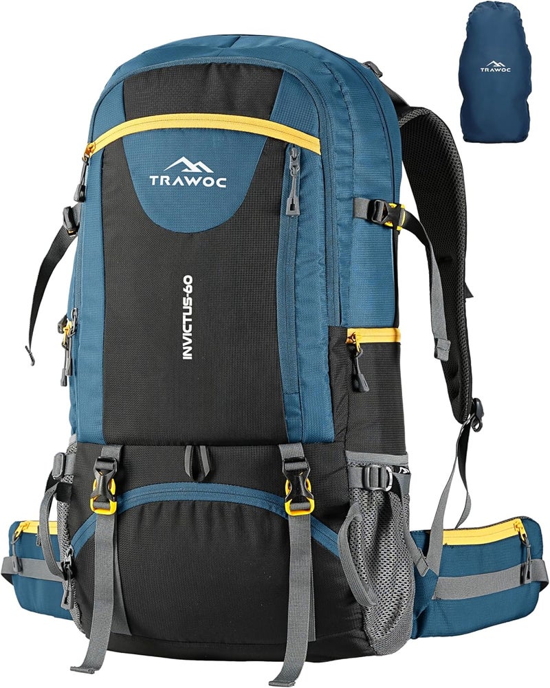 Trawoc INVICTUS 60L Travel Backpack Hiking Trekking Bag Camping Rucksack for Men & Women with Rain Cover/Shoe Compartment - Image 1