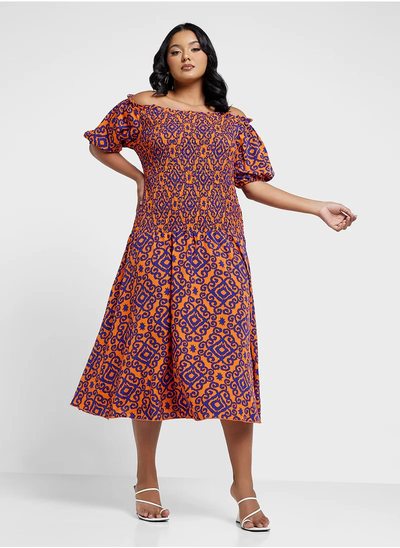 ايلا بلس Off Shoulder Printed Dress