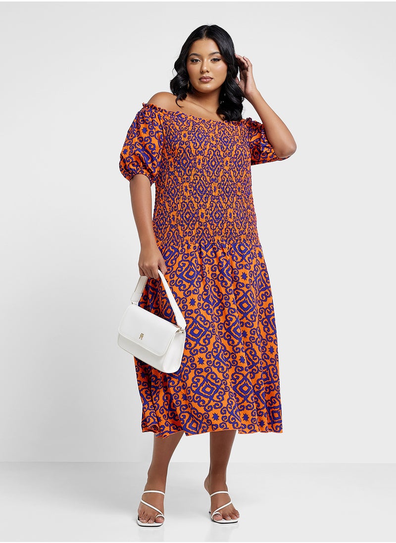 Ella Plus - Off Shoulder Printed Dress - Image 1