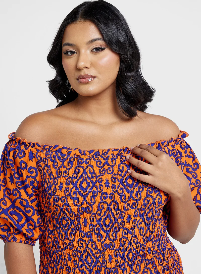 Ella Plus Smocked Off-Shoulder Dress