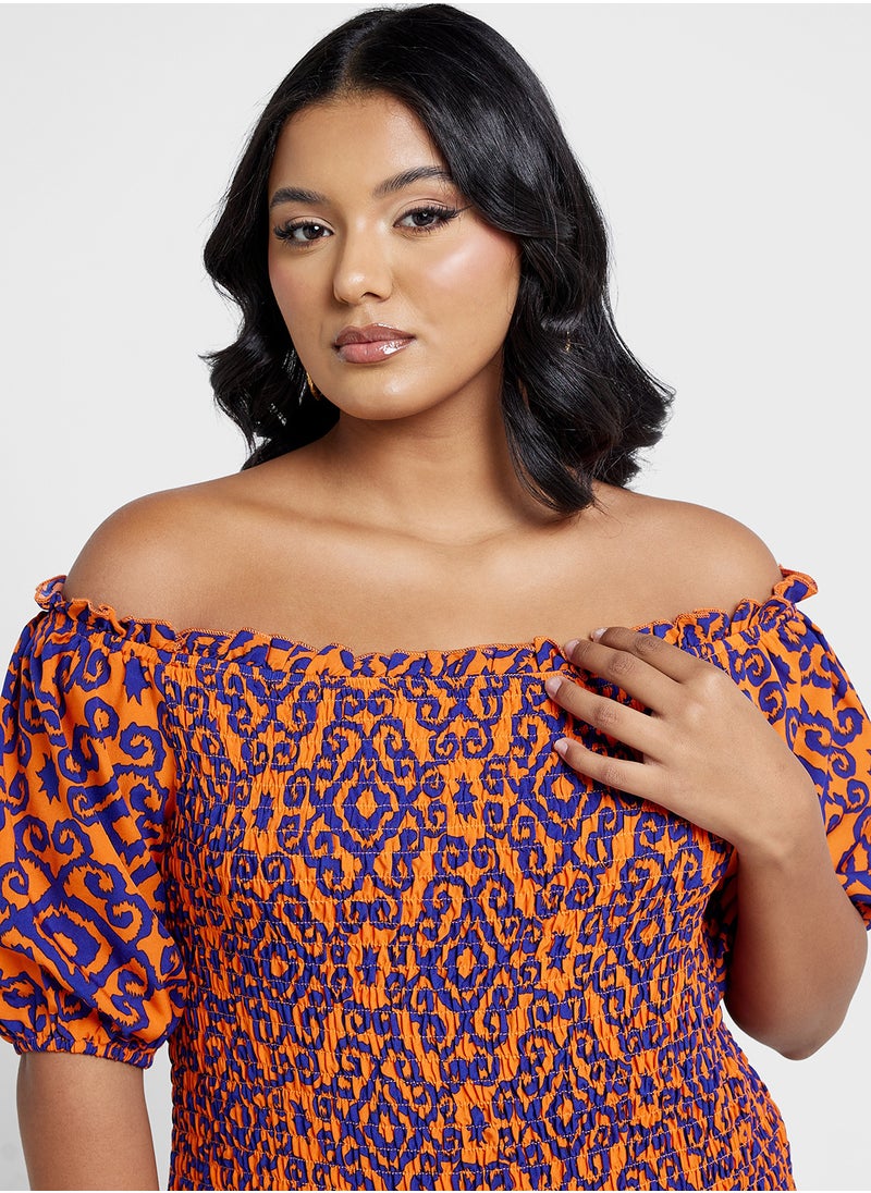 Ella Plus - Off Shoulder Printed Dress - Image 1