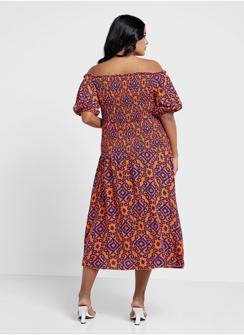 Ella Plus - Off Shoulder Printed Dress - Image 1