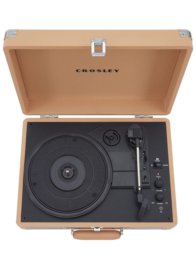 Crosley - Crosley Cruiser Plus Vintage 3-Speed Bluetooth In/Out Suitcase Vinyl Record Player Turntable, CR8005F-LT Light Tan - Image 1