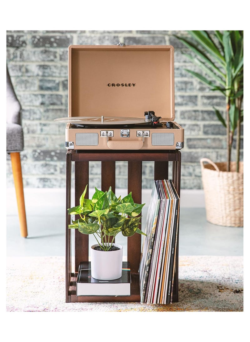 Crosley - Crosley Cruiser Plus Vintage 3-Speed Bluetooth In/Out Suitcase Vinyl Record Player Turntable, CR8005F-LT Light Tan - Image 1