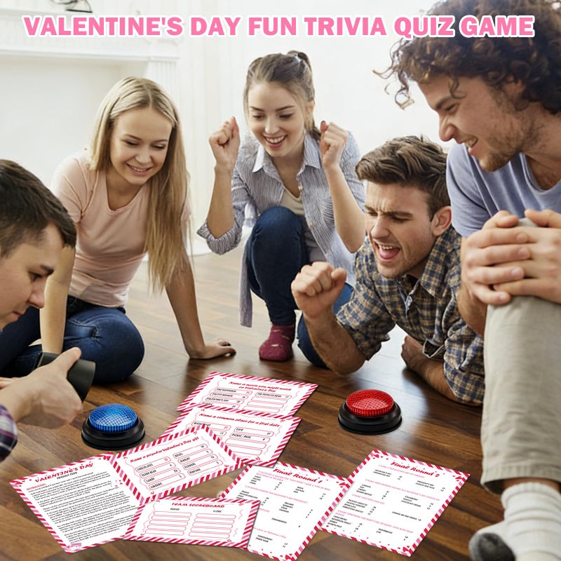 TUSAUW Valentine's Day Friendly Feud Game with 2 Pcs Answer Buzzer, Galentines Family Feud Party Game, Galentine's Day Trivia Game, Family Feud Quiz Holiday Game for Family Couples Groups - Image 5