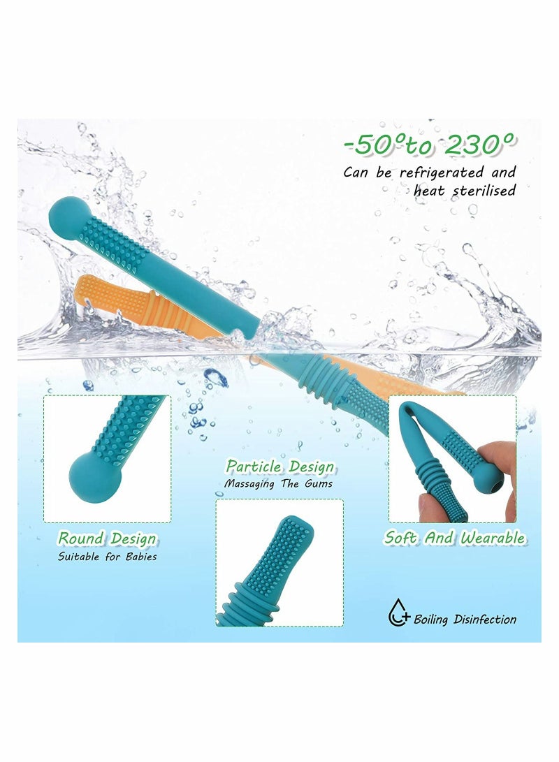 كاست ويف أنابيب عضاضة مجوفة ، ألعاب أنبوب تسنين من السيليكون للأطفال ، لعبة مضغ مصاصة لأضراس الأطفال - Image 2