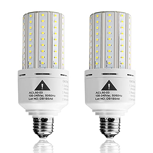 ZP 2-Pack Led Light Bulb 400W Equivalent 6250 Lumen 5000k Cool Daylight White E26/E27 Medium Base 50W Led Corn Light for Outdoor Indoor Lamp Area Garage Warehouse Workshop Street Backyard New Upgrade - Image 1