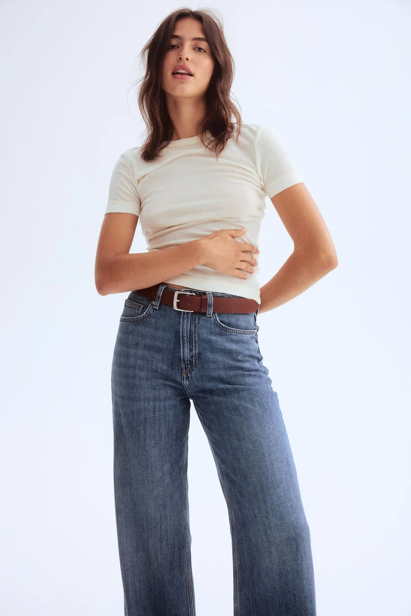 اتش اند ام جينز واسع بخصر عالي