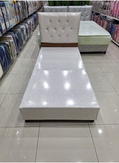 Generic Luxurious wooden box bed covered in leather with plastic bases size 90*190 cm  - Image 2