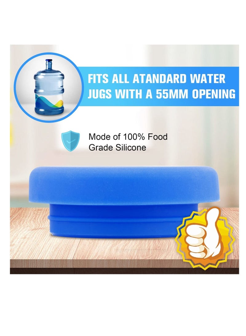 Excefore Water Jug Cap,5 Gallon Silicone Non-Spill Caps,Replacement Water Bottle Snap On Cap Anti Splash Peel, Plug Fits 55mm 18.9 Litres Bottles 4 Piece(Blue)  - Image 5