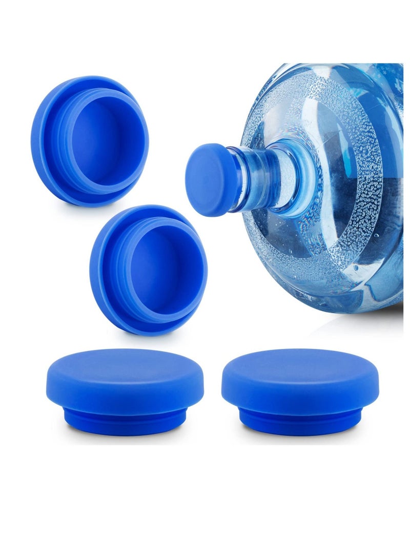 Excefore Water Jug Cap,5 Gallon Silicone Non-Spill Caps,Replacement Water Bottle Snap On Cap Anti Splash Peel, Plug Fits 55mm 18.9 Litres Bottles 4 Piece(Blue)  - Image 1