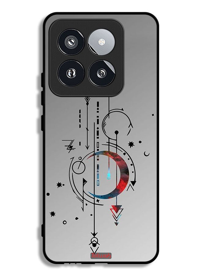Tolwak Xiaomi 14 Pro Protective Case Cover Moon And Arrows Art Pattern - Image 1