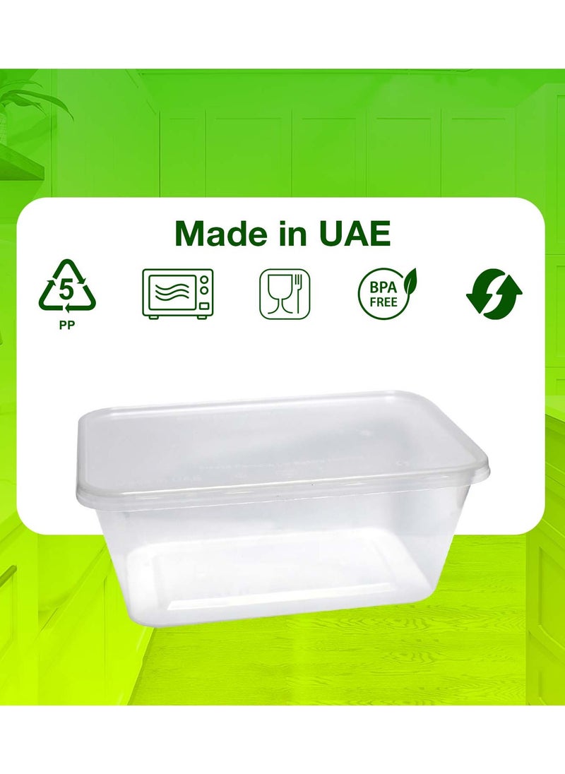 1000ml Disposable Microwave Containers with Airtight Lids - BPA-Free, Leakproof, Stackable (Pack of 5)