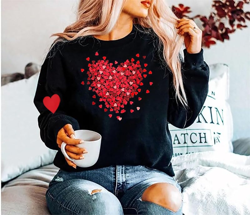 YALUCOR Valentines Day Sweatshirts for Women Valentine Sweatshirt Love Heart Graphic Pullover Tops Casual Tops - Image 3