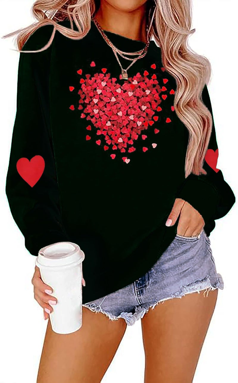 YALUCOR Valentines Day Sweatshirts for Women Valentine Sweatshirt Love Heart Graphic Pullover Tops Casual Tops - Image 1