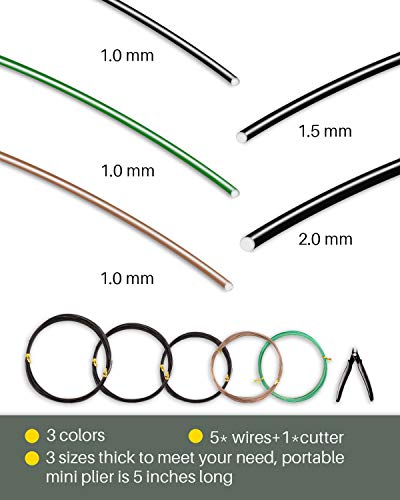 MoHern Bonsai Wire and Bonsai Tool Kit, Total 164 Feet Bonsai Tree Wire for Bonzai Trees Indoor, Size of 1-mm, 1.5-mm, 2-mm Aluminum Wire - Image 2