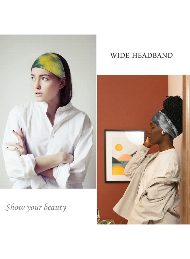 YONUF Headbands For Women Workout Wide Headband Yoga Head Bands For Women'S Hair Accessories Girls Fashion Band Tie Dye 6 Pack - Image 2