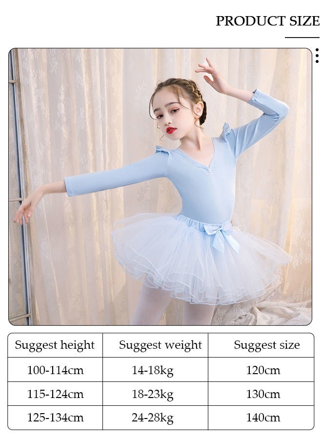 DUNISO Girls Ballet Dresses Leotards with Skirt Long Sleeves Dance Dress Ballerina Tutu Outfit Cotton Dress Ballet Skirt Mini Skirt Princess Dresses Dance Wear Clothes for Little Girl - Image 2