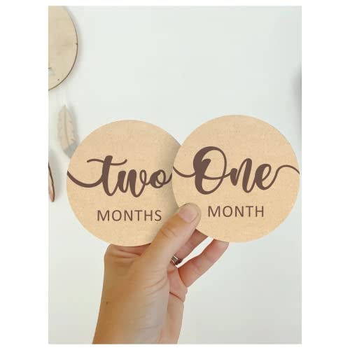 SVM CRAFT Baby Monthly Milestone Cards 12 Light Birch Monthly Baby Milestone Cards From Newborn To 1 Year Wooden Baby Photoshoot Props?? Baby Girl Or Baby Boy Newborn Gifts, 12 Count - Image 4