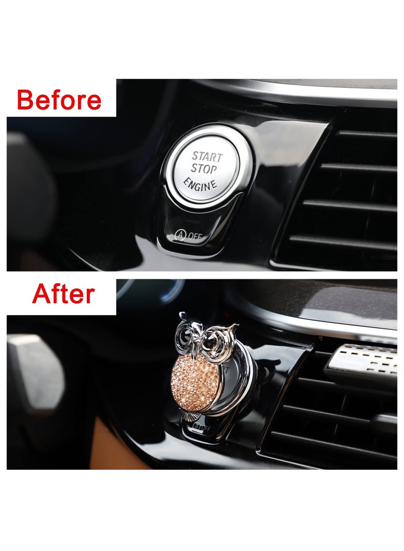 KASTWAVE Car Push Start Button Cover, Cute Bling Crystal Car Engine Start Stop Button Cover, Car Engines Start Stop Accessories for Owl Car Interior Decoration Rhinestone Sticker - Image 4