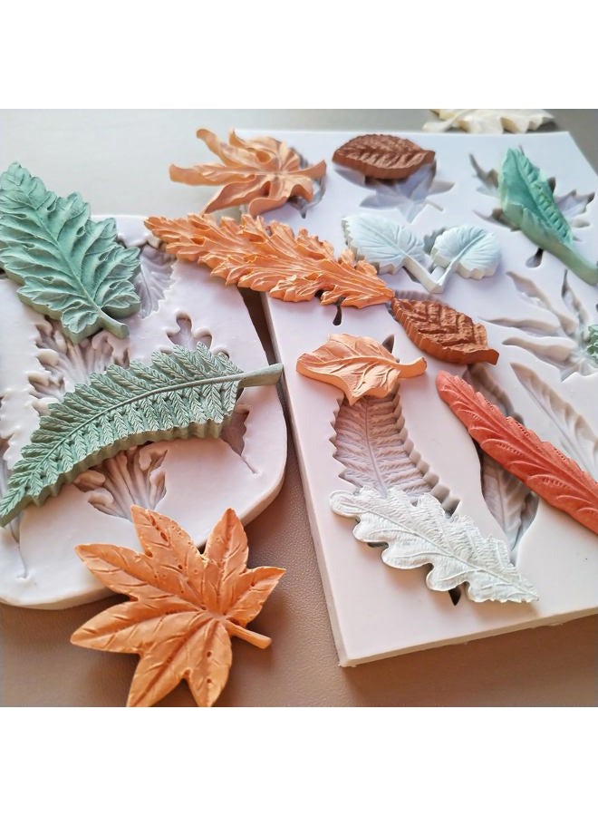 Wehous 2PCS Leaf Silicone Molds, Tree Leaves Shape Cake Fondant Mold, 3D Unique Chocolate Candy Jello Biscuit Dessert Mold, Resin Plaster Polymer Clay Soap Mold, Cake Decorating Tool - Image 5