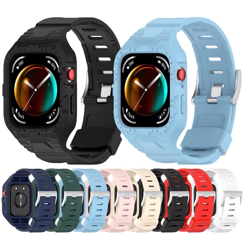 2in1 Silicone WatchBand and cover For Huawei Watch Fit 4 | Fit 3 SmartWatch Strap Wristbands Bracelet For Huawei Fit3 Strap WristBand case (White) - Image 5