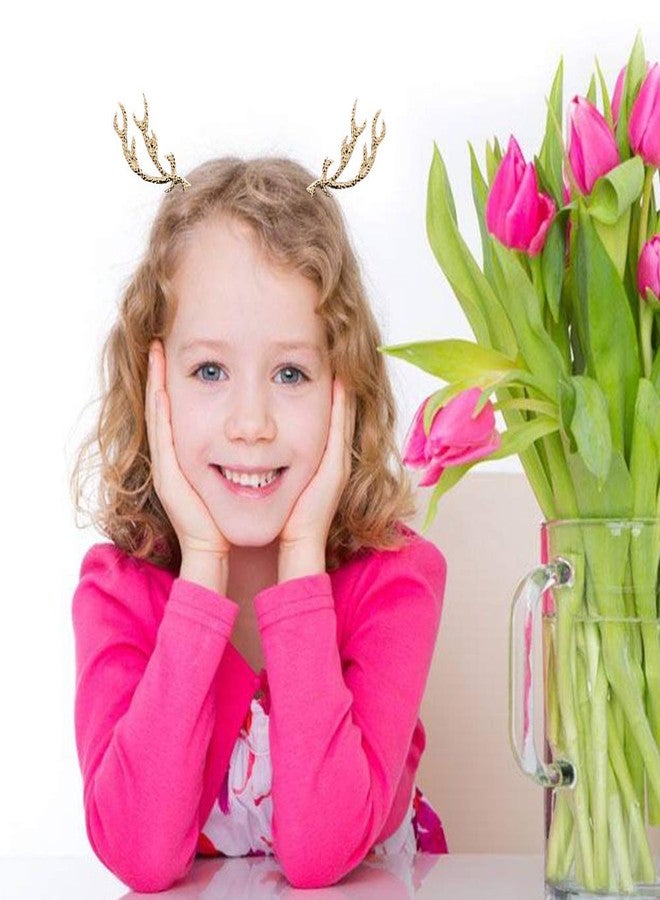 ياكسامينج طوق رأس على شكل قرن غزال، طوق شعر على شكل قرن غزال، طوق شعر على شكل قرن غزال صغير، طوق شعر للنساء والفتيات، غطاء رأس، قطعة رأس، زينة حفلات، زي تنكري، إكسسوارات شعر يدوية لطيفة، ذهبي - Image 4
