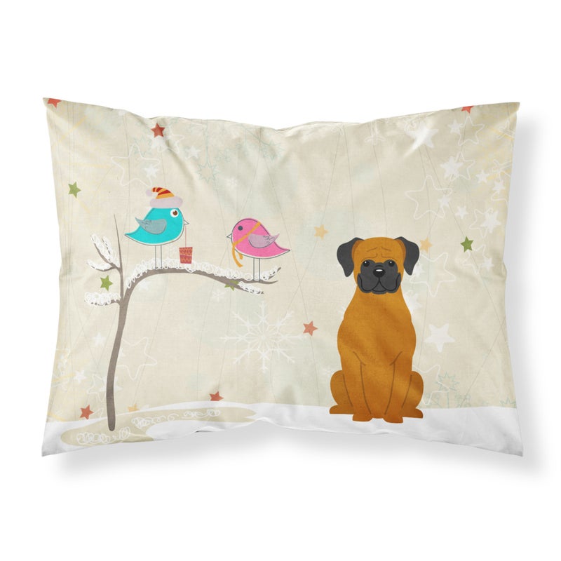 Caroline's Treasures ""Caroline's Treasures Christmas Presents between Friends Fawn Boxer Fabric Standard Pillowcase BB2587PILLOWCASE  Multicolor"" 