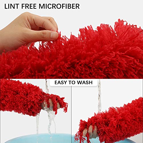 DELUX Microfiber Feather Duster Extendable Cobweb Duster with 100 inches Extra Long Pole, Bendable Head & Scratch-Resistant Hat for Cleaning Ceiling Fan, High Ceiling, Blinds, Furniture & Cars Red - Image 4