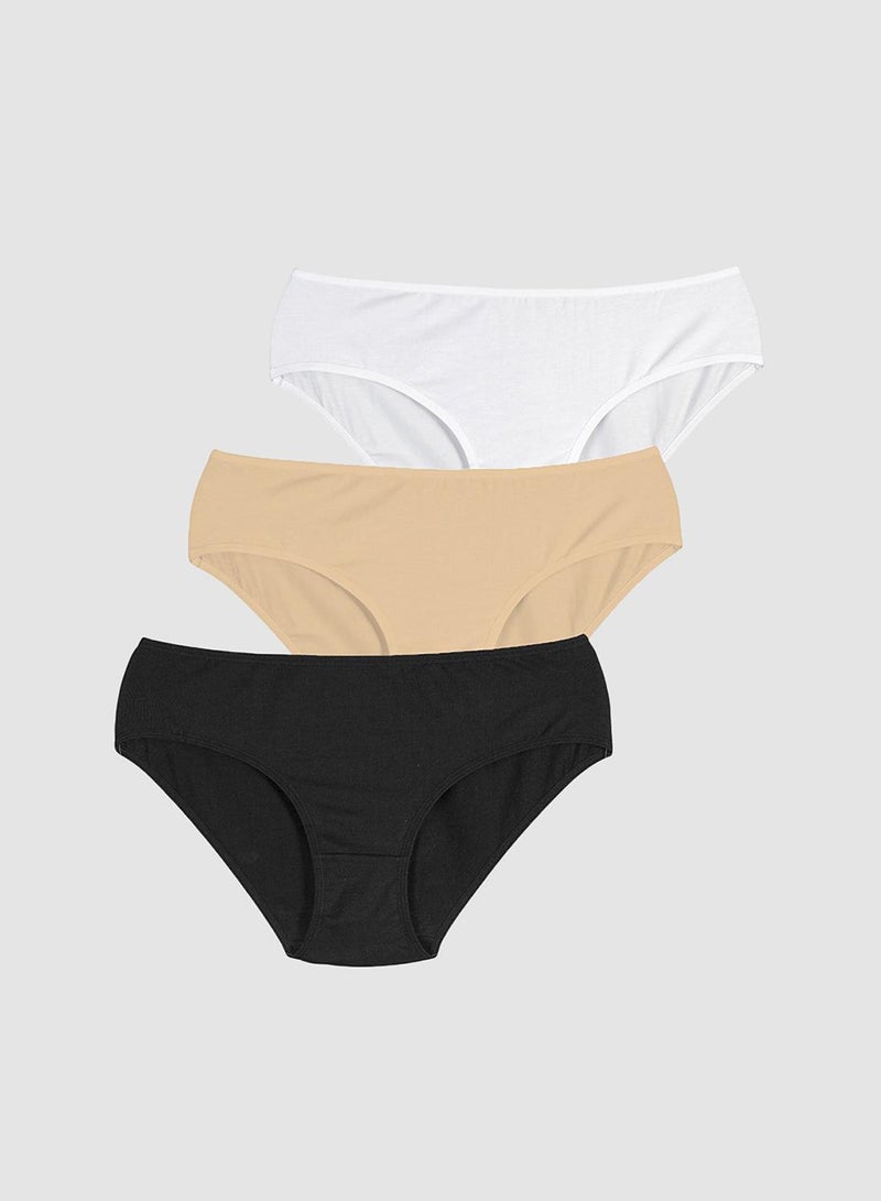 Penti Cotton Multicolored Slip Panties - Pack Of 3 - Image 1