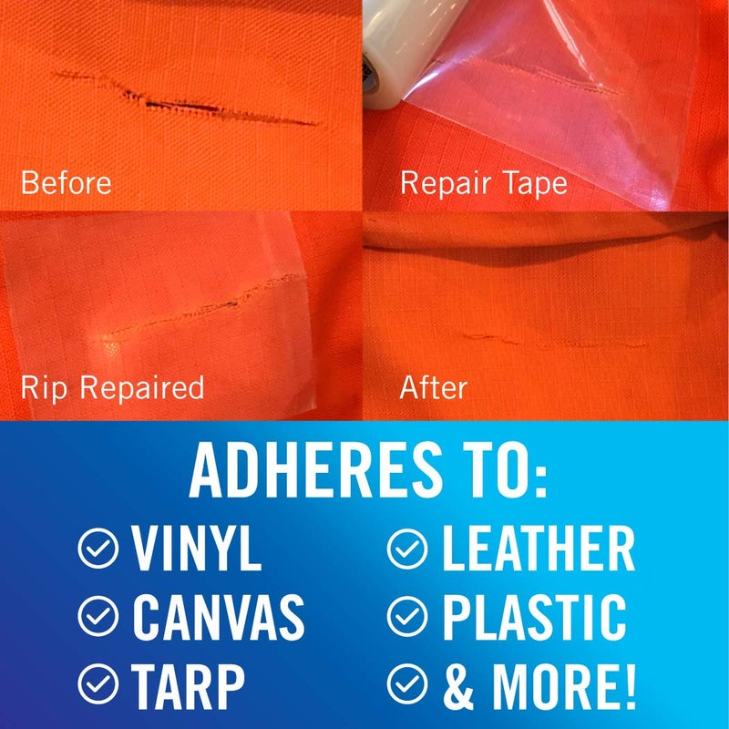Better Boat Repair Tape for Fabric Boat Covers, Canvas Tents, Pop-Up Campers, RV Awnings, Tarps, Canopies, Bimini Tops, Sails, Air Mattress Patch Kit, 30ft x 3" Clear Heavy-Duty Waterproof Vinyl - Image 3