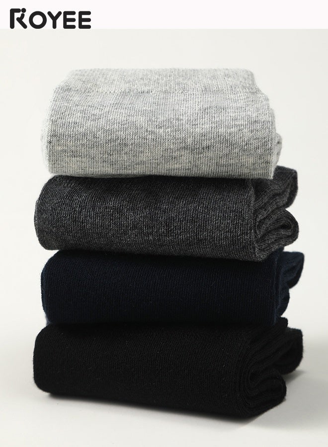 Royee 5 Pair Pure Cotton Men's Socks: Mid-Calf, Formal, Moisture-Wicking, Suitable for All Seasons for Business Casual Wear - Image 4