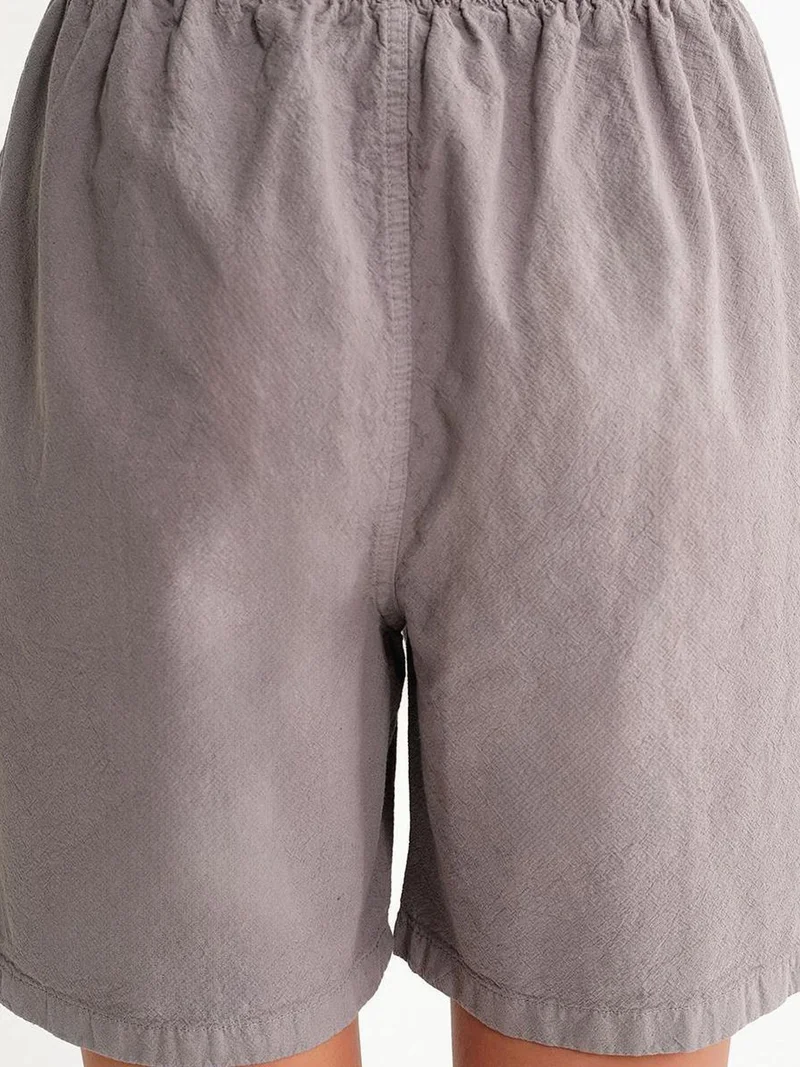 MixRay Slate Grey Mixray High Waist Cotton Drawstring Mini Shorts for Women | Best Price UAE